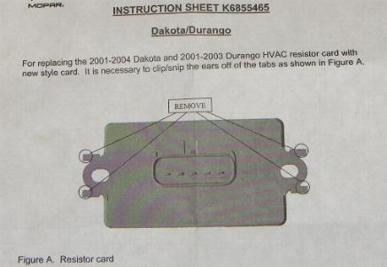 Dodge Dakota Resistor Replacement Heater Control Doesn't Work